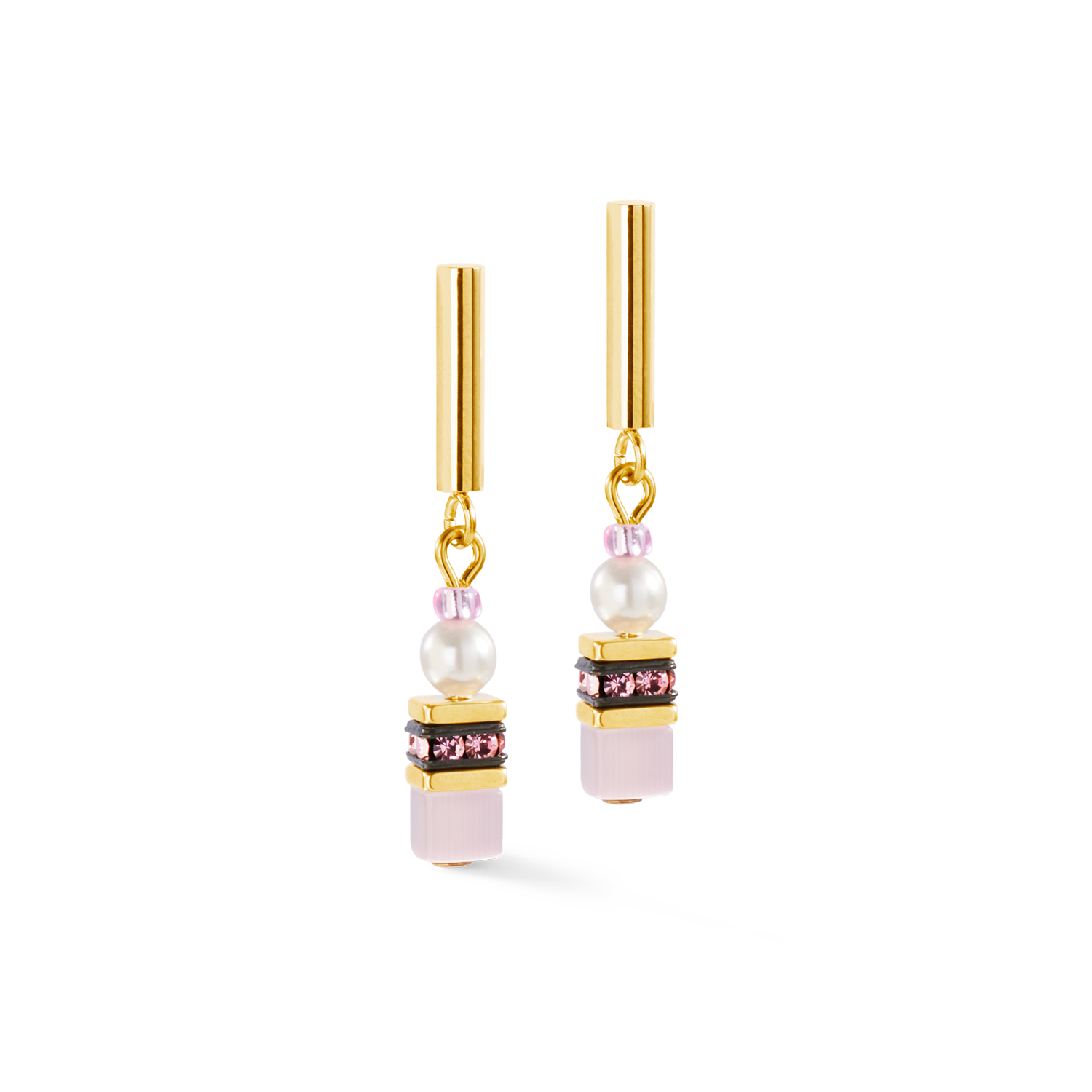 Boucles d'oreilles GeoCUBE® Mini Fusion Pearls or-rose