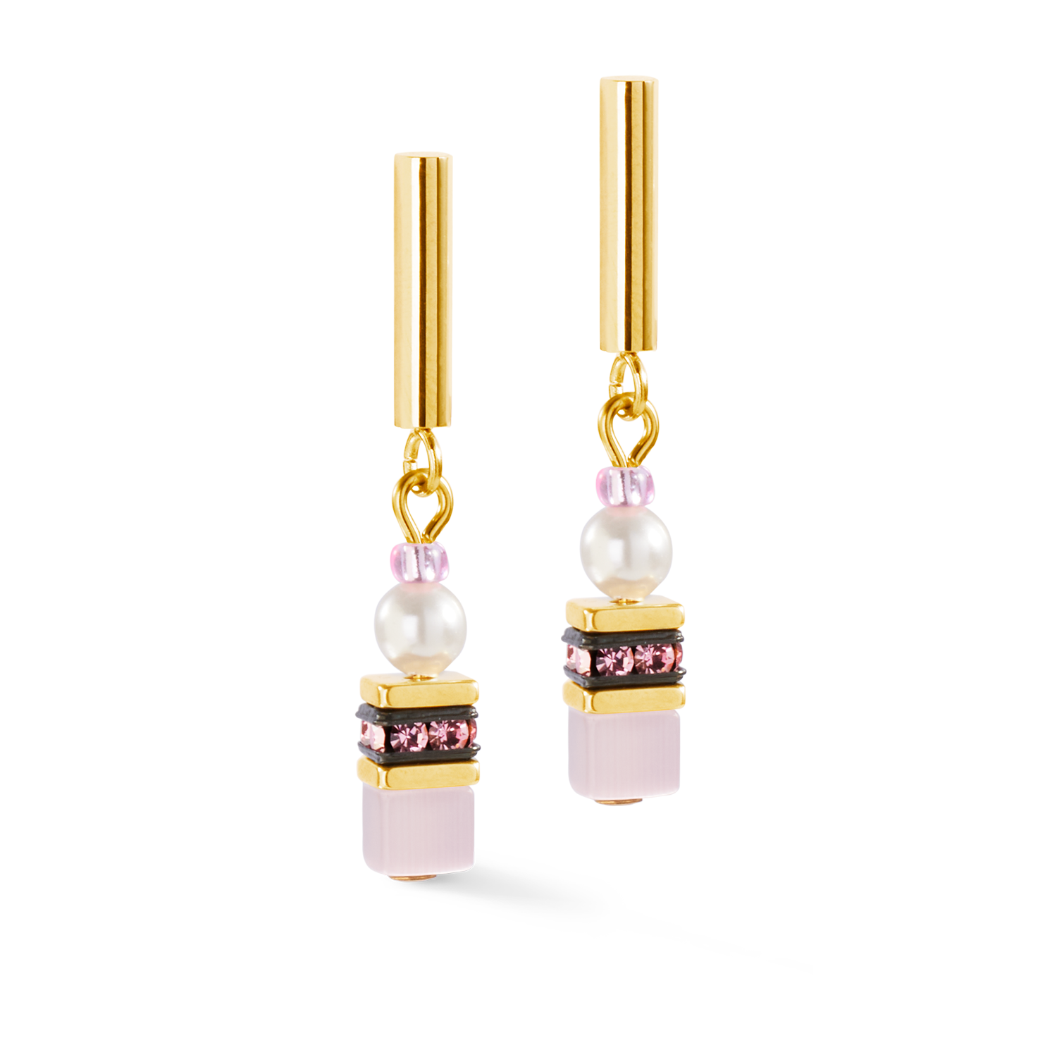 Boucles d'oreilles GeoCUBE® Mini Fusion Pearls or-rose