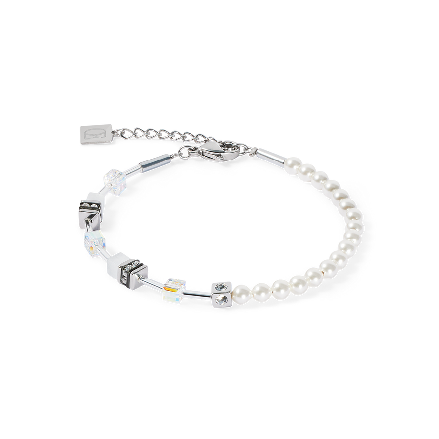 Bracelet GeoCUBE® Mini Fusion Pearls argent-blanc