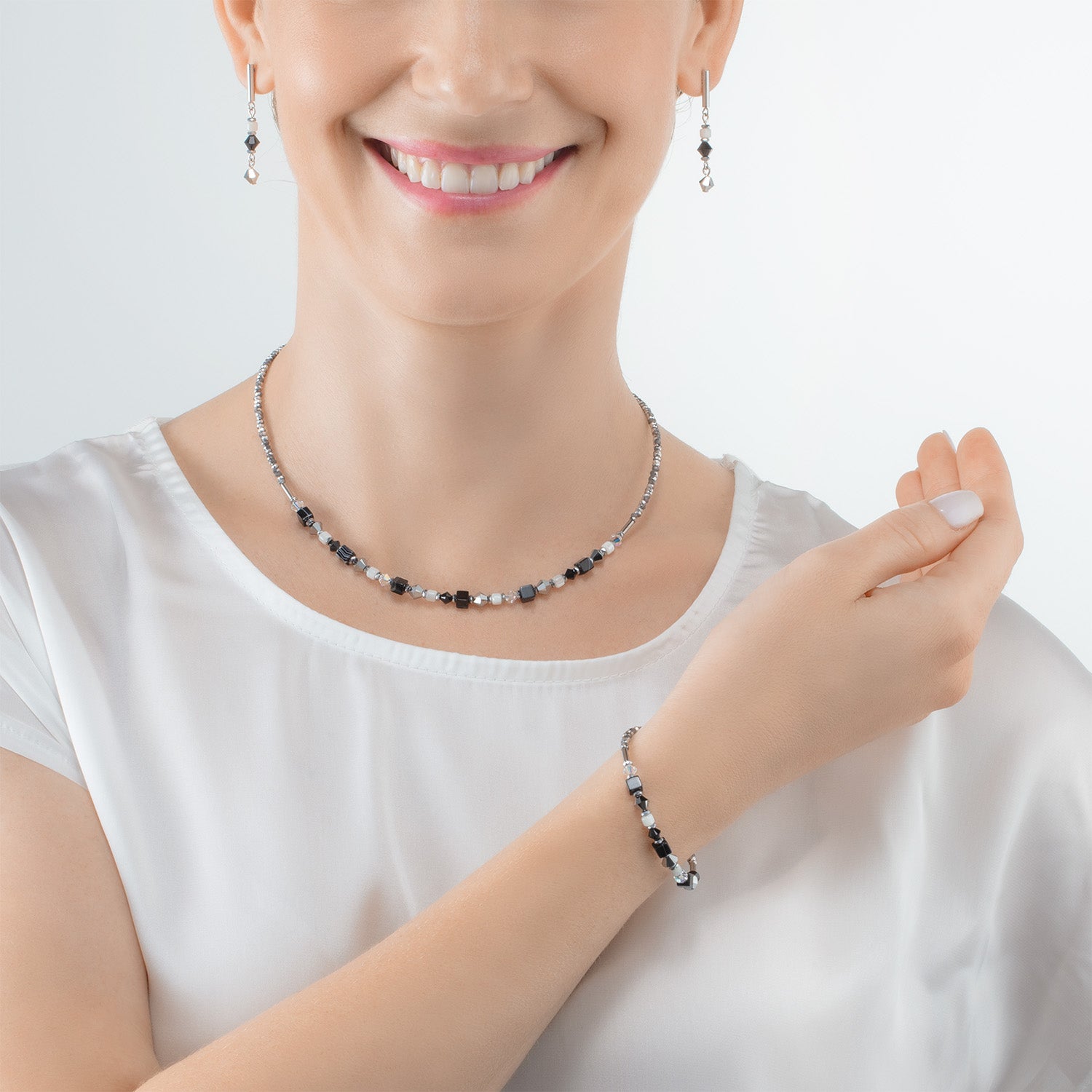 Collier Princess Shape Mix noir-blanc