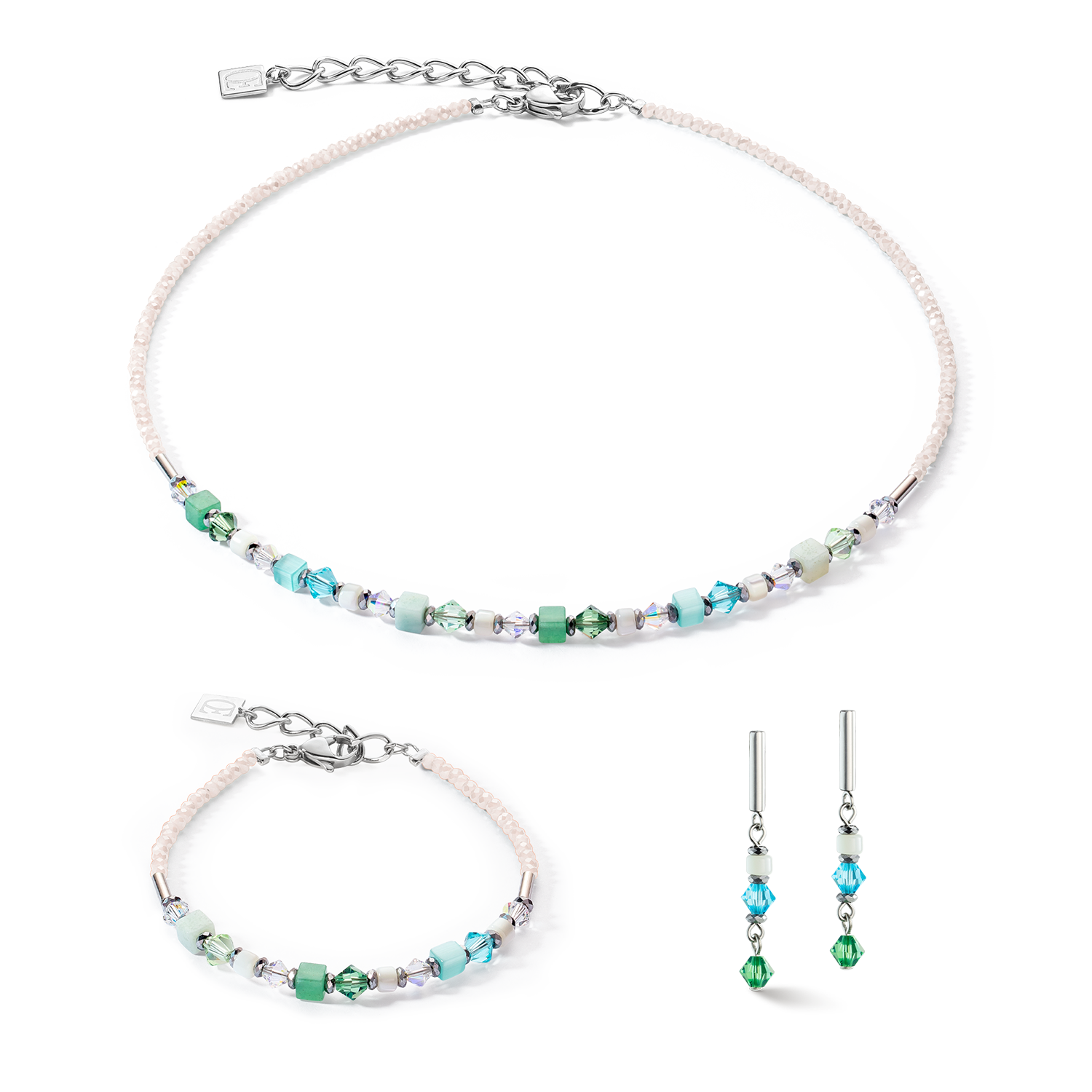 Boucles d'oreilles Princess Shape Mix vert menthe