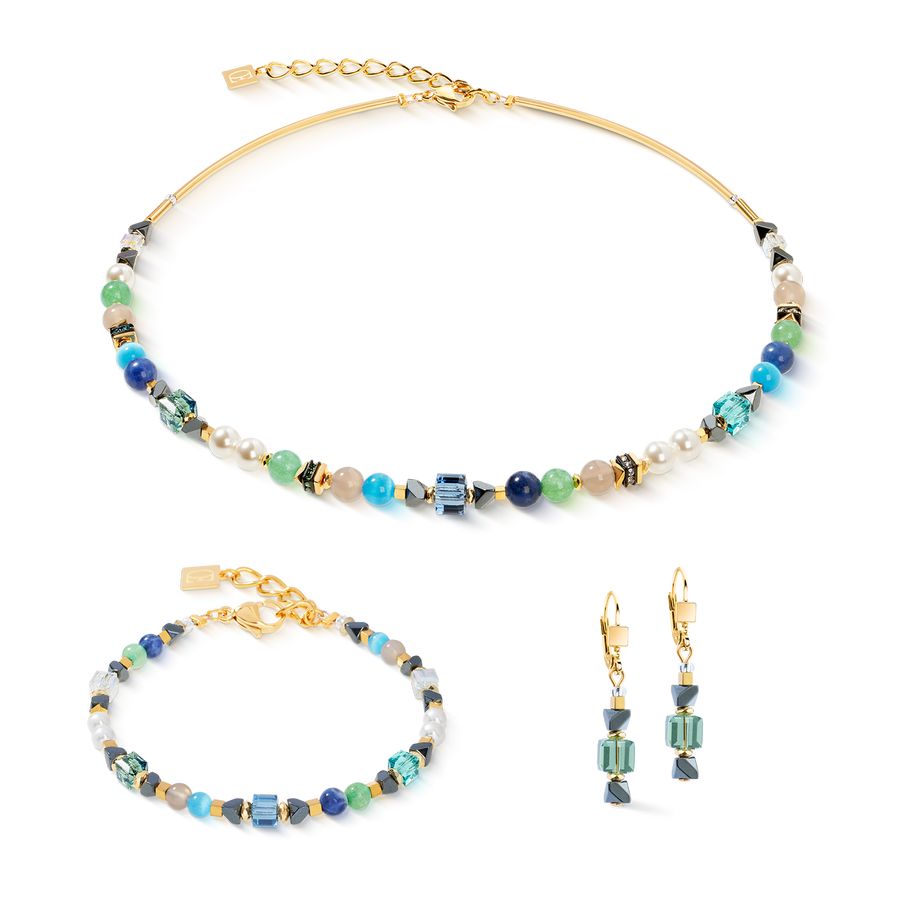 Boucles d'oreilles Precious Shape Mix vert-turquoise