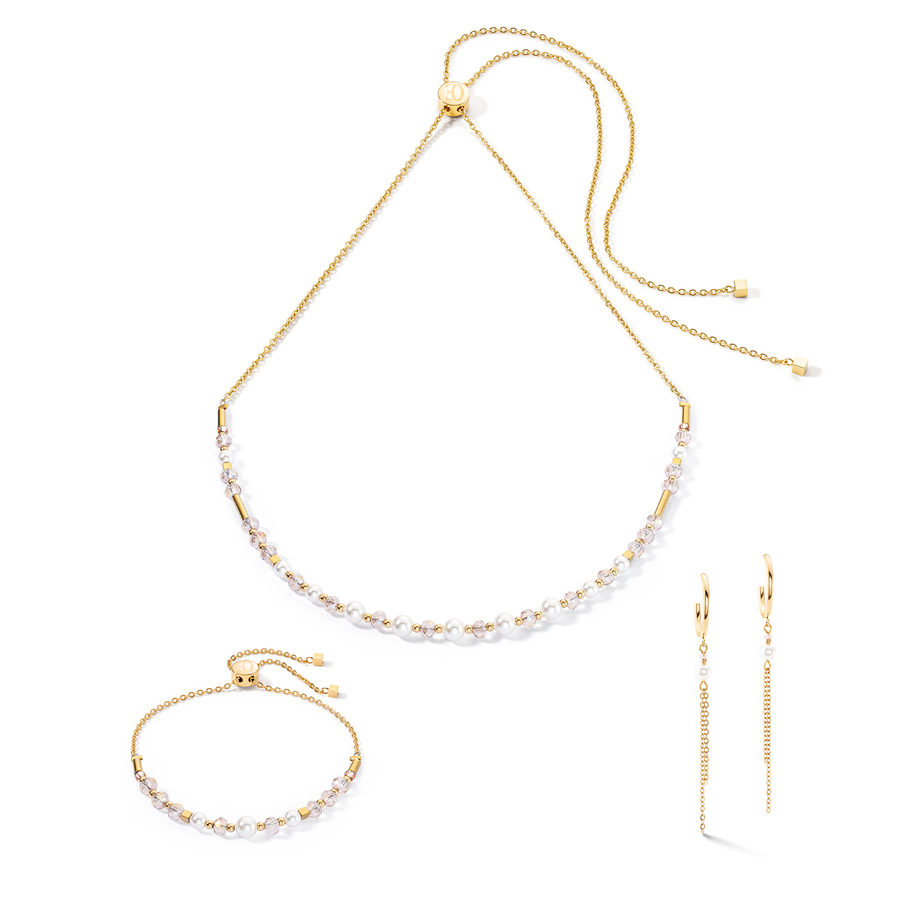 Collier Princess Pearls Chain or-blanc