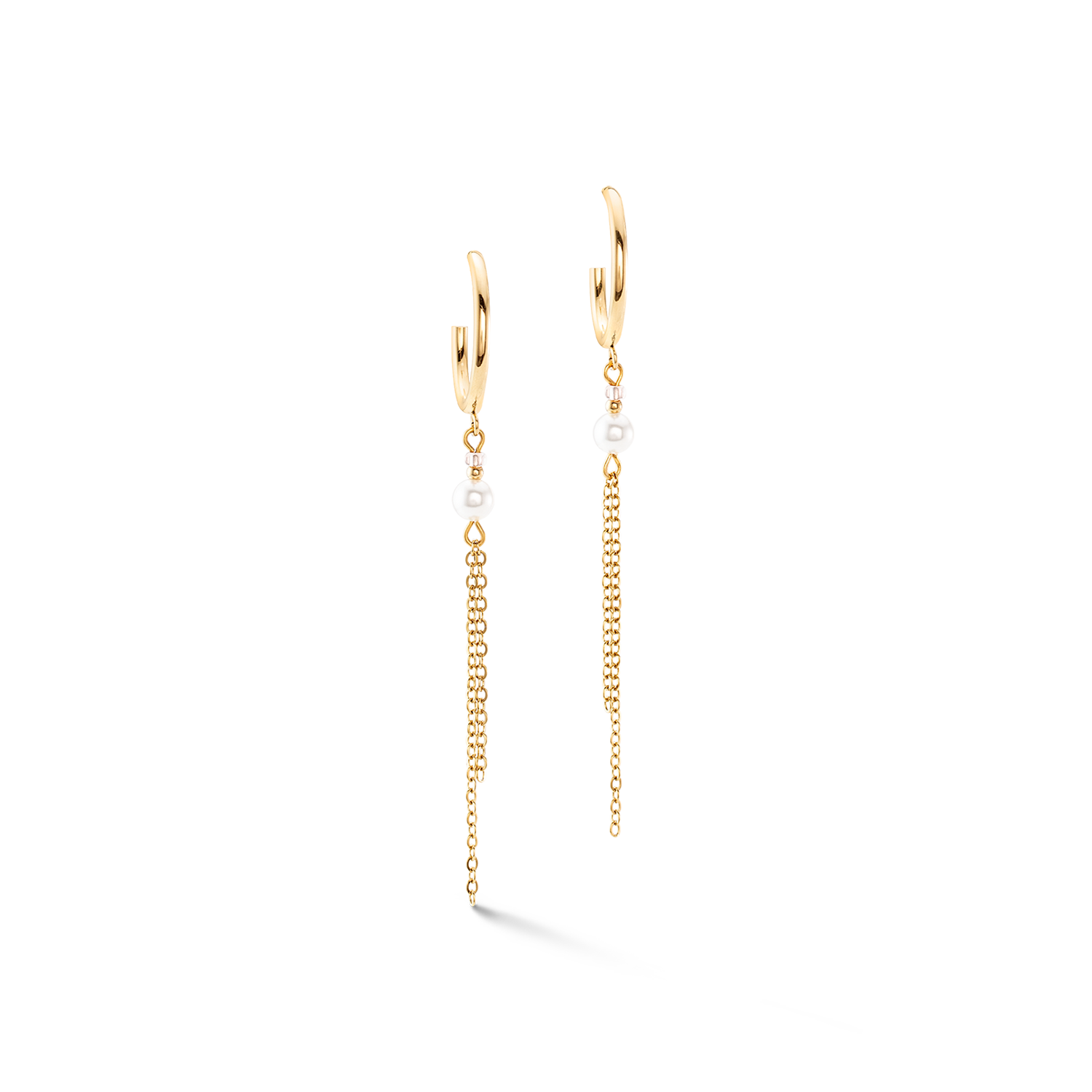 Boucles d'oreilles Princess Pearls Chain or-blanc