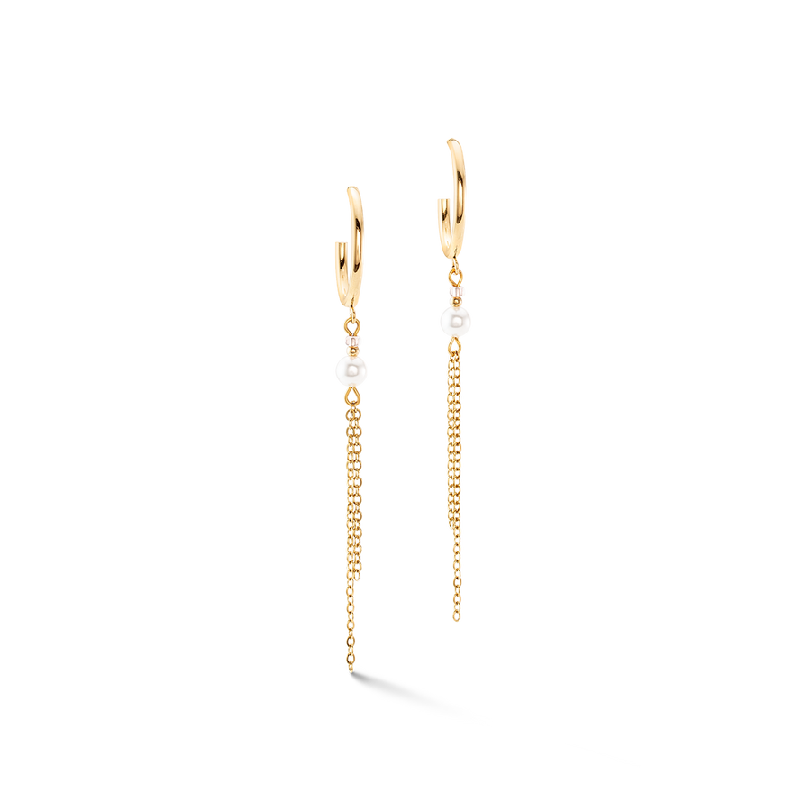 Boucles d'oreilles Princess Pearls Chain or-blanc