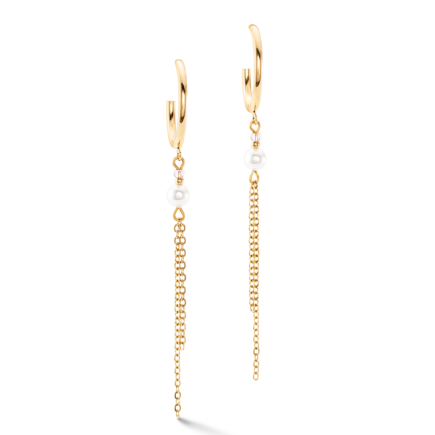 Boucles d'oreilles Princess Pearls Chain or-blanc