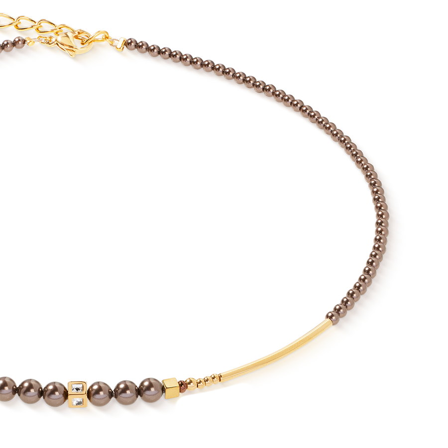 Collier Shimmering Princess Pearls or-marron