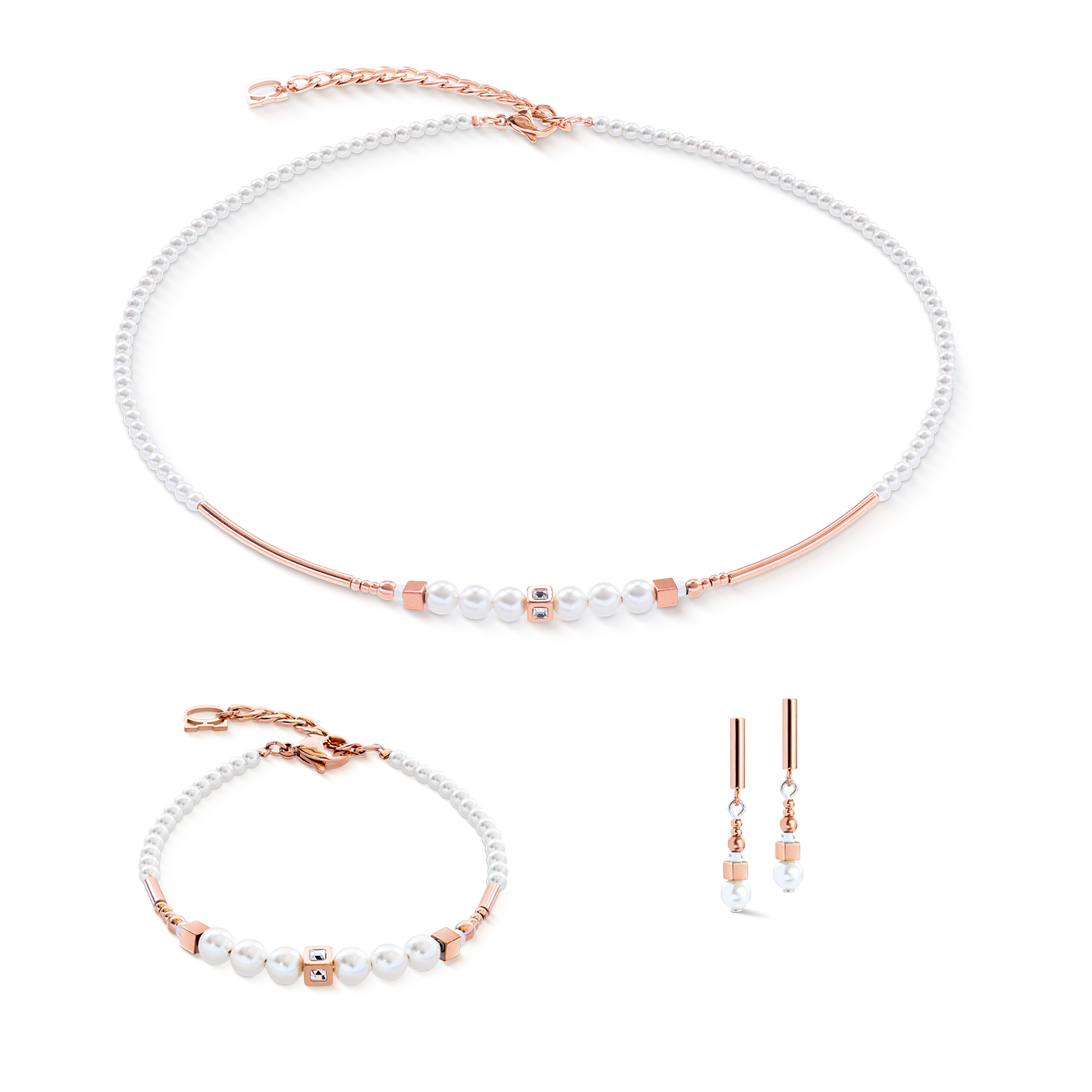 Collier Shimmering Princess Pearls or rose-blanc