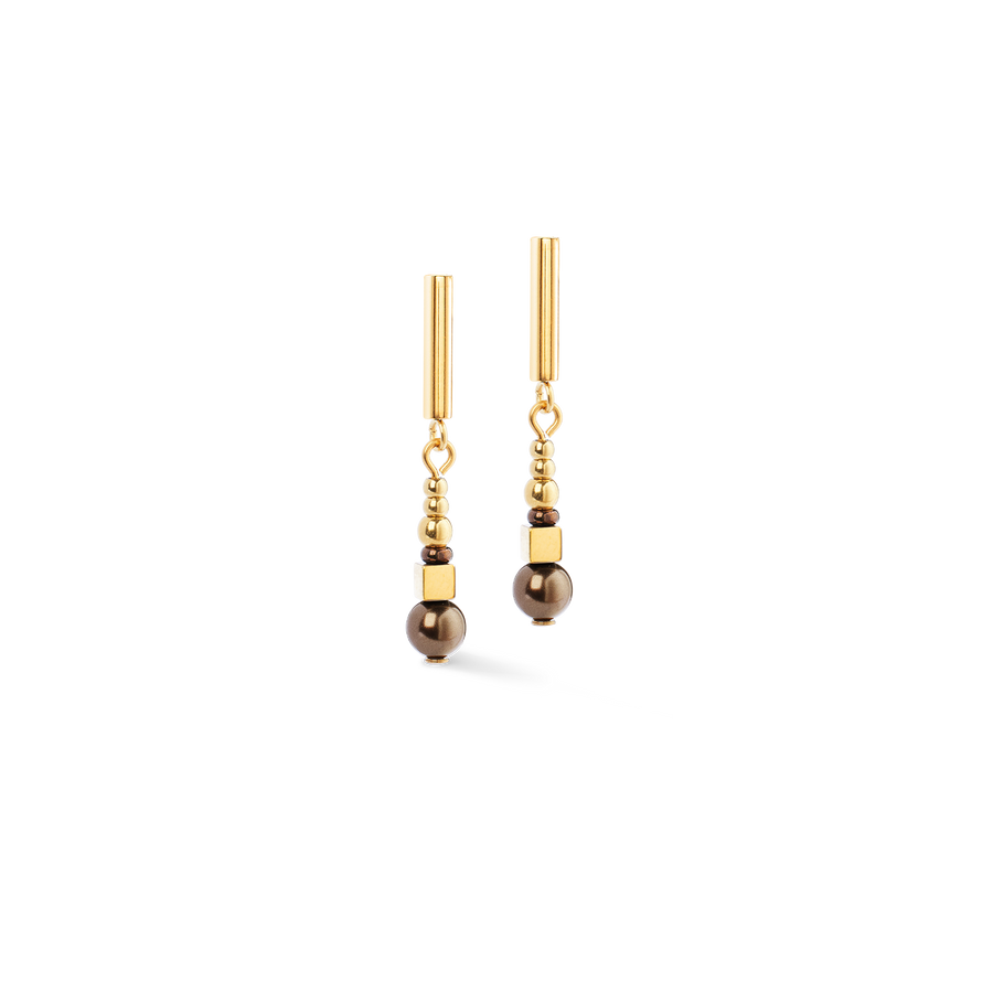 Boucles d'oreilles Shimmering Princess Pearls or-marron