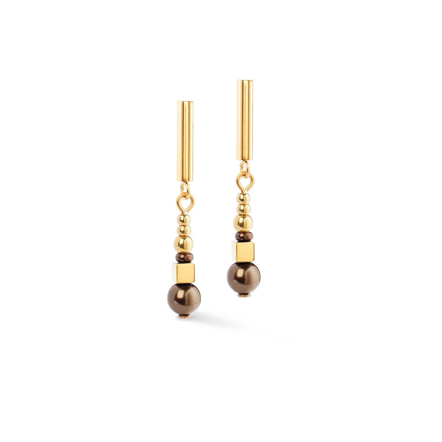 Boucles d'oreilles Shimmering Princess Pearls or-marron