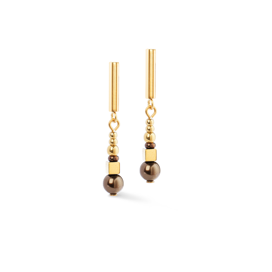 Boucles d'oreilles Shimmering Princess Pearls or-marron