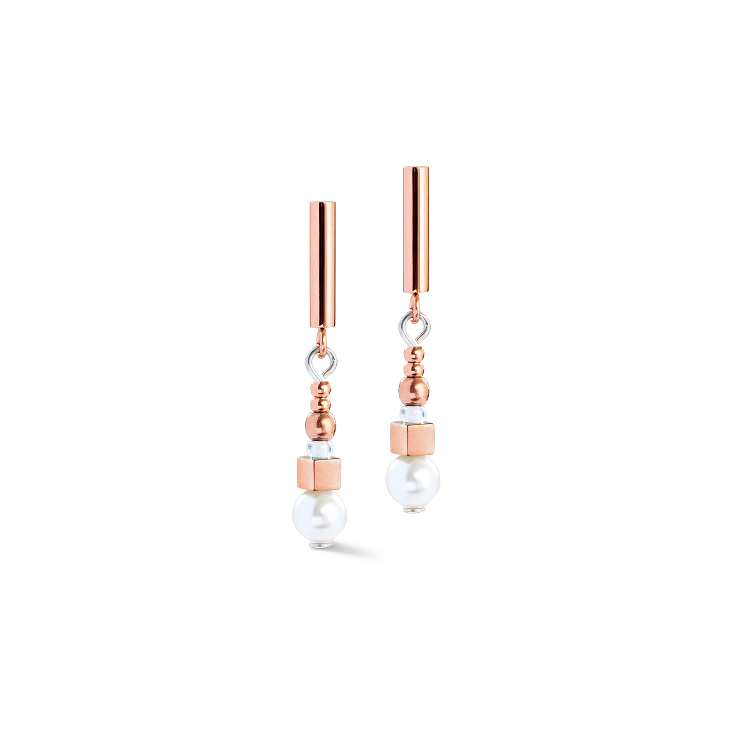 Boucles d'oreilles Shimmering Princess Pearls or rose-blanc
