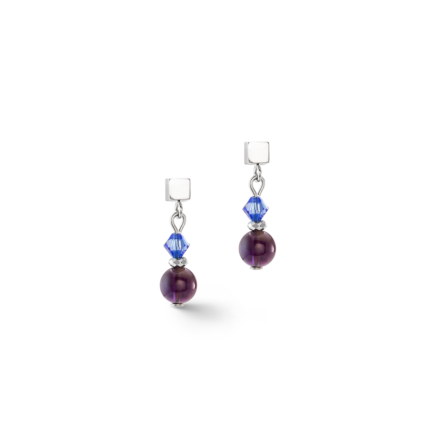 Boucles d'oreilles Festive Spheres argent-royal