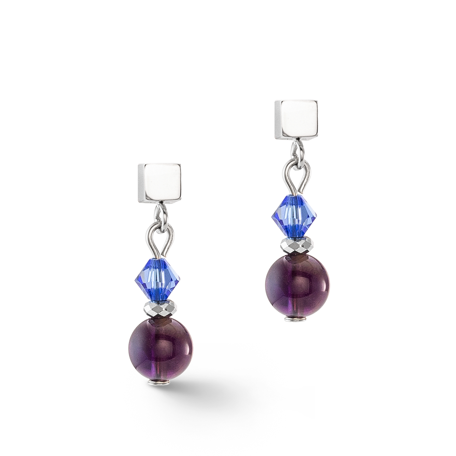 Boucles d'oreilles Festive Spheres argent-royal