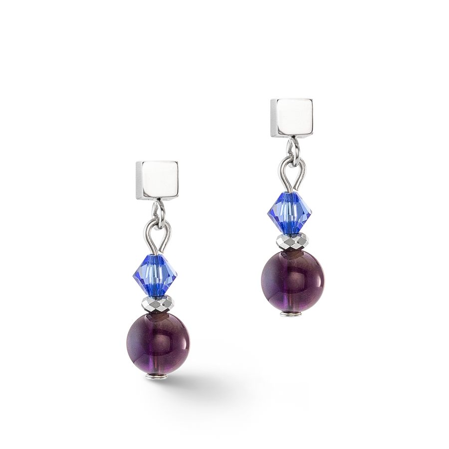 Boucles d'oreilles Festive Spheres argent-royal