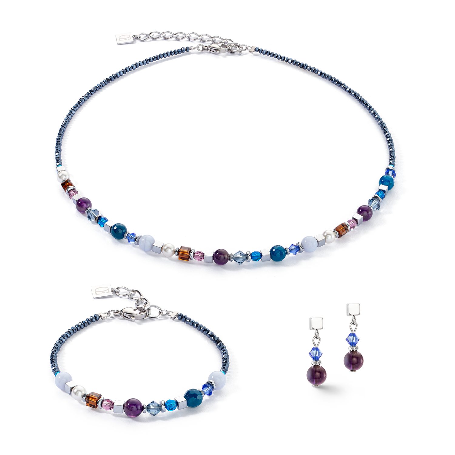 Boucles d'oreilles Festive Spheres argent-royal