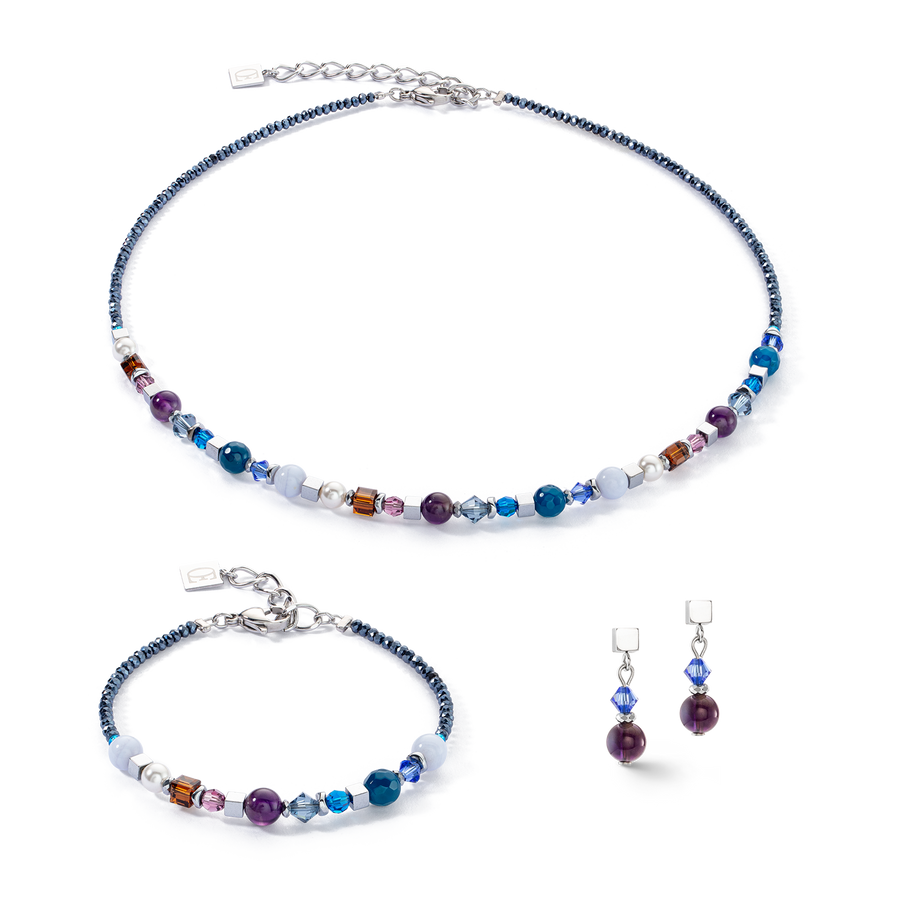 Boucles d'oreilles Festive Spheres argent-royal