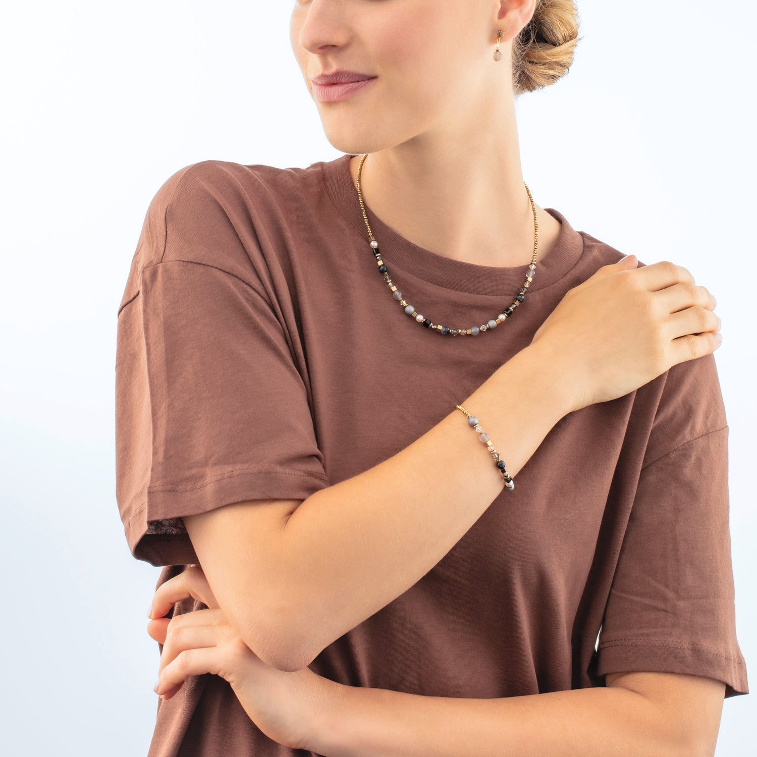 Boucles d'oreilles Festive Spheres or-graphite