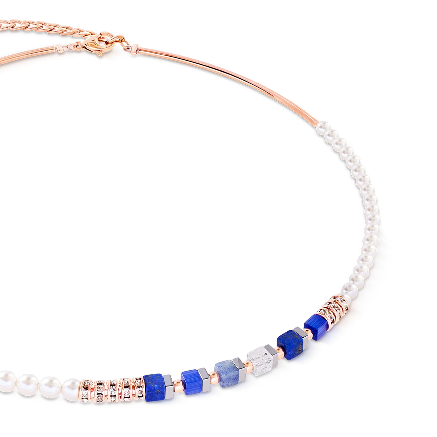 Collier Bracelet Precious Fusion Offset or rose-bleu