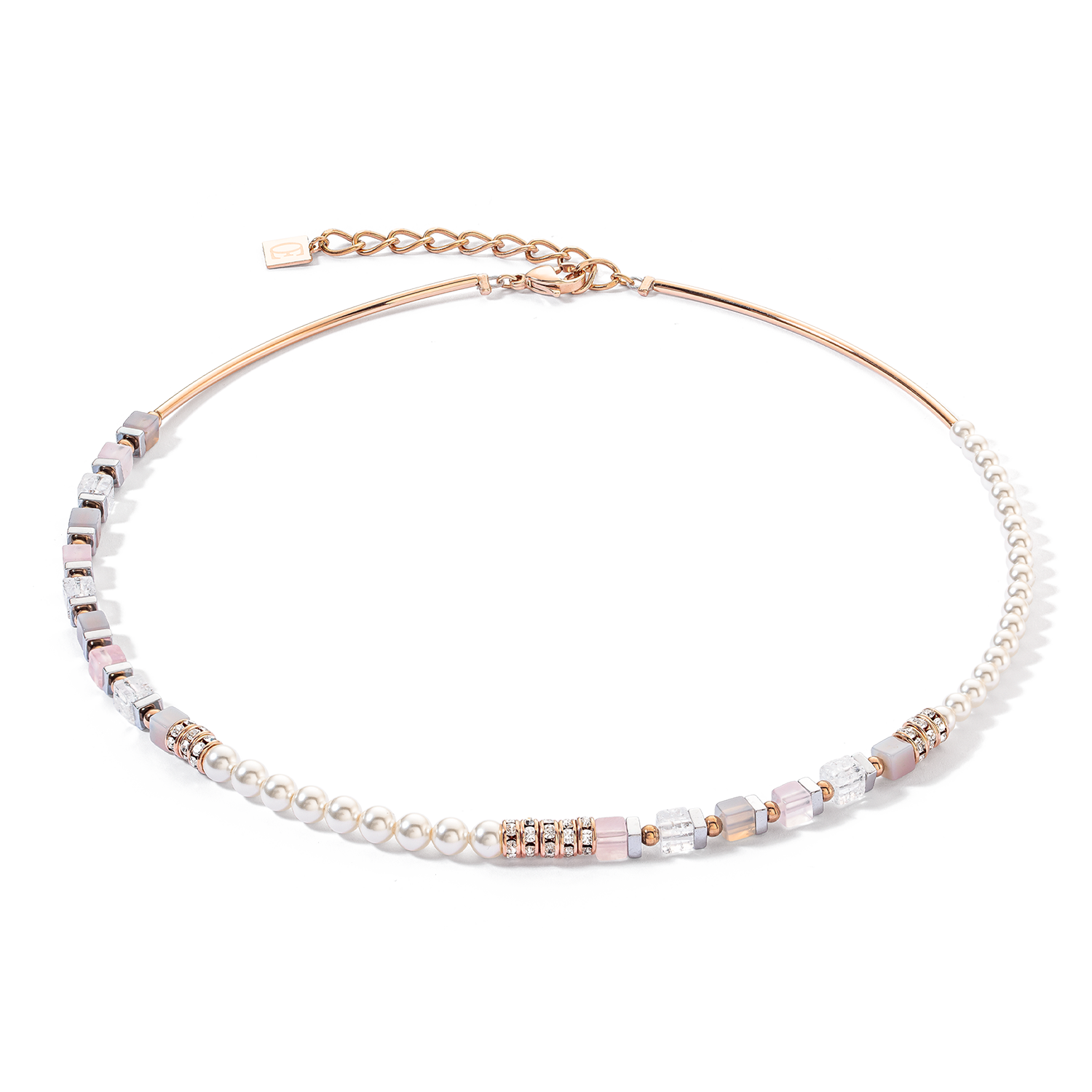 Collier Precious Fusion Offset or rose et rose glacé