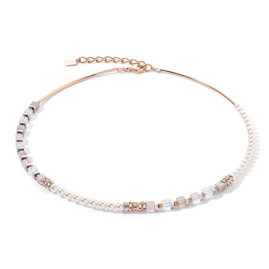 Collier Precious Fusion Offset or rose et rose glacé