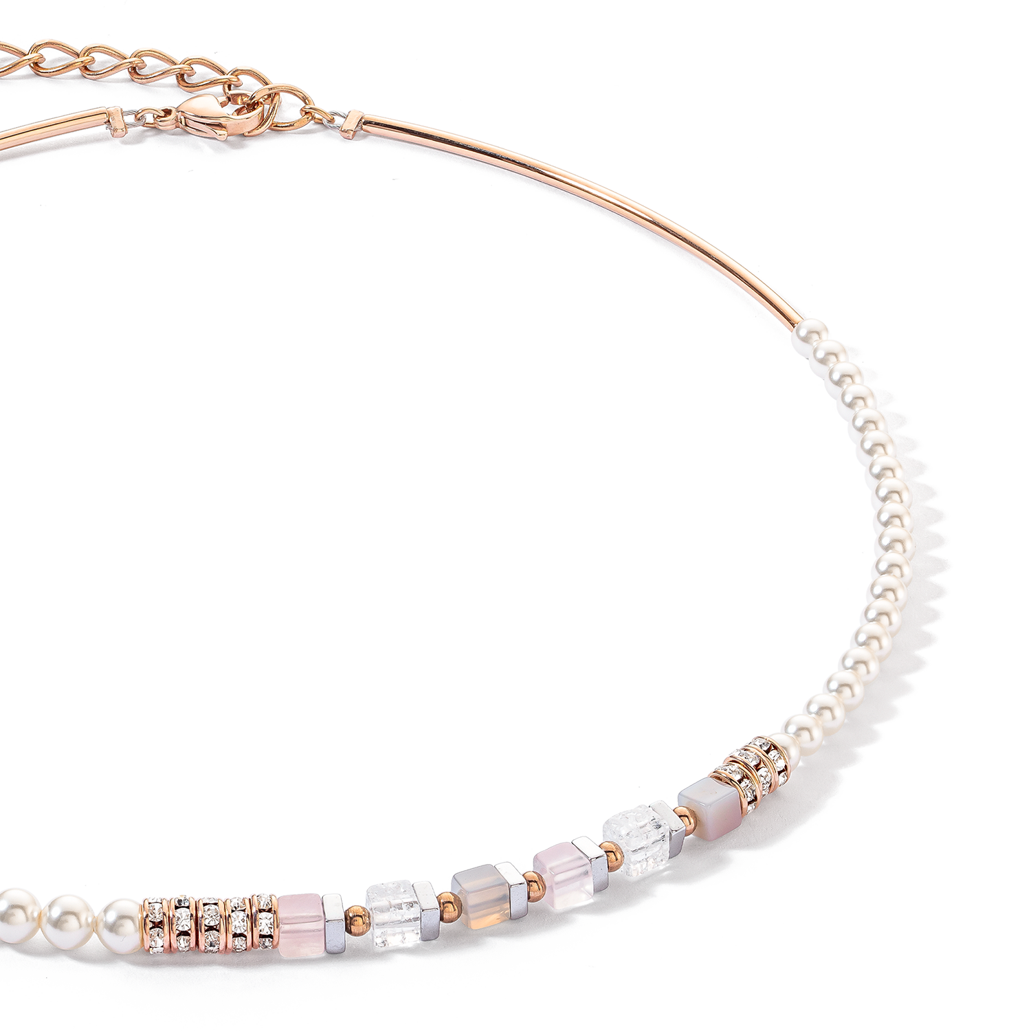 Collier Precious Fusion Offset or rose et rose glacé