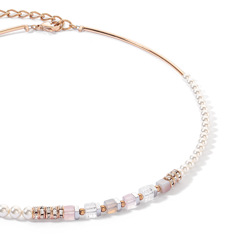 Collier Precious Fusion Offset or rose et rose glacé