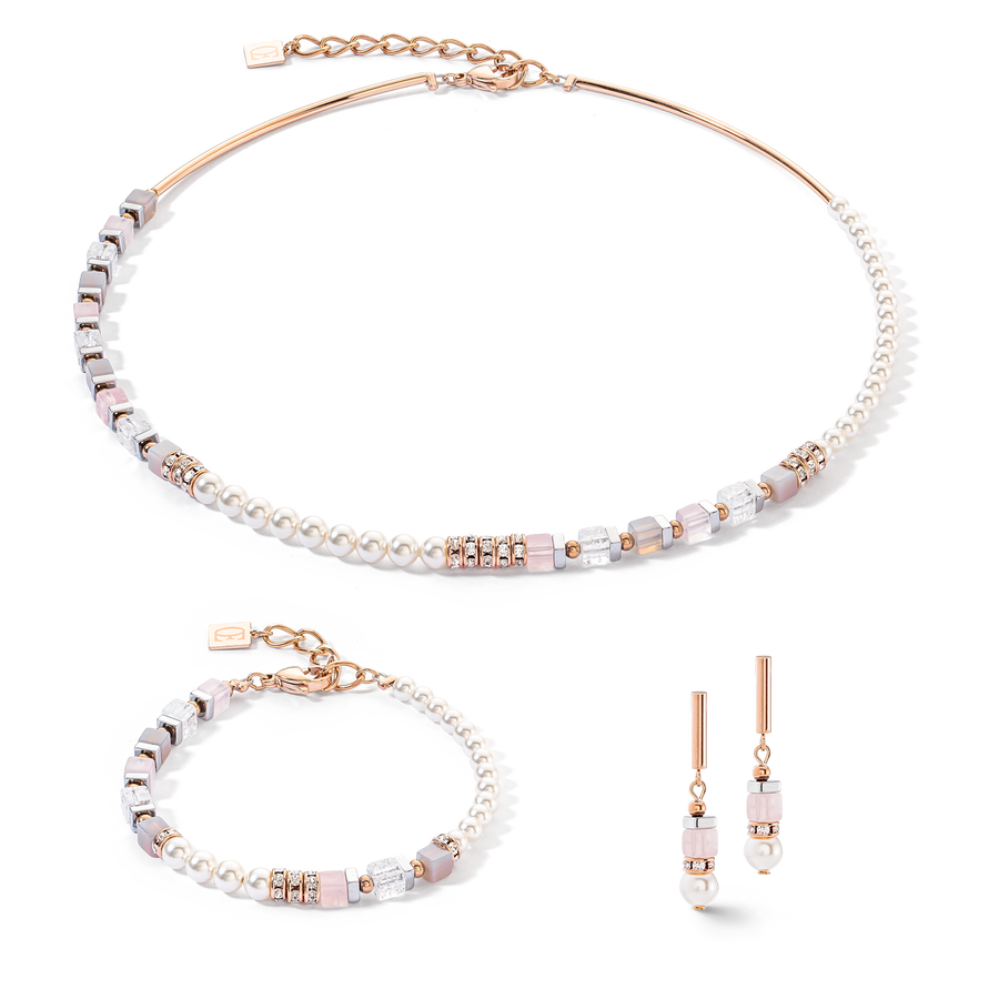 Collier Precious Fusion Offset or rose et rose glacé