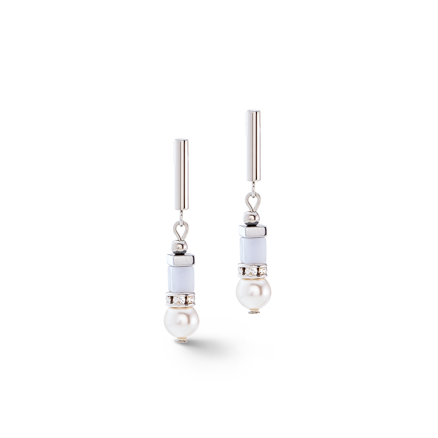 Boucles d'oreilles Precious Fusion Offset argent-bleu glacier