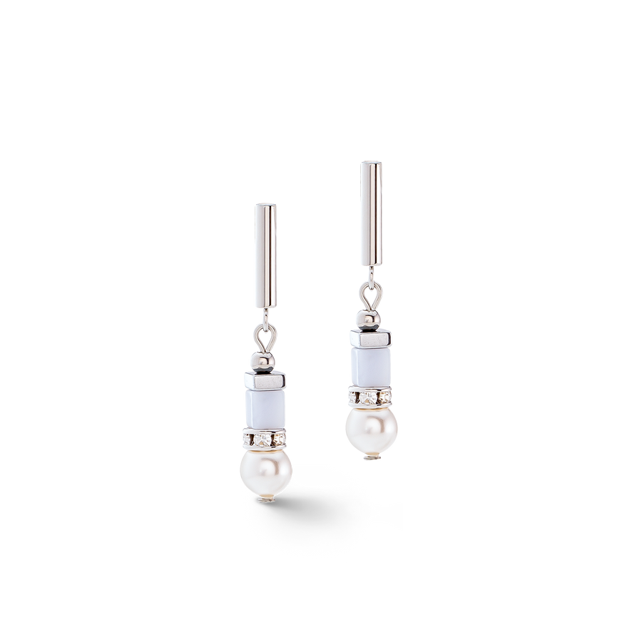 Boucles d'oreilles Precious Fusion Offset argent-bleu glacier