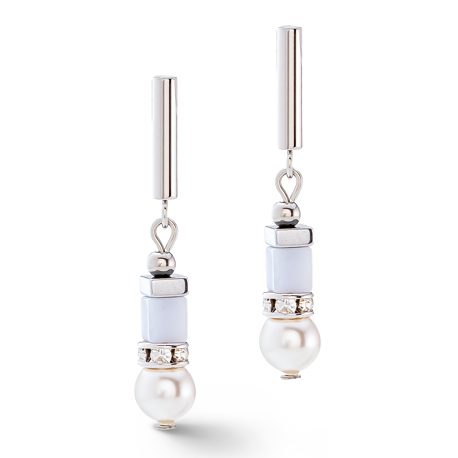 Boucles d'oreilles Precious Fusion Offset argent-bleu glacier