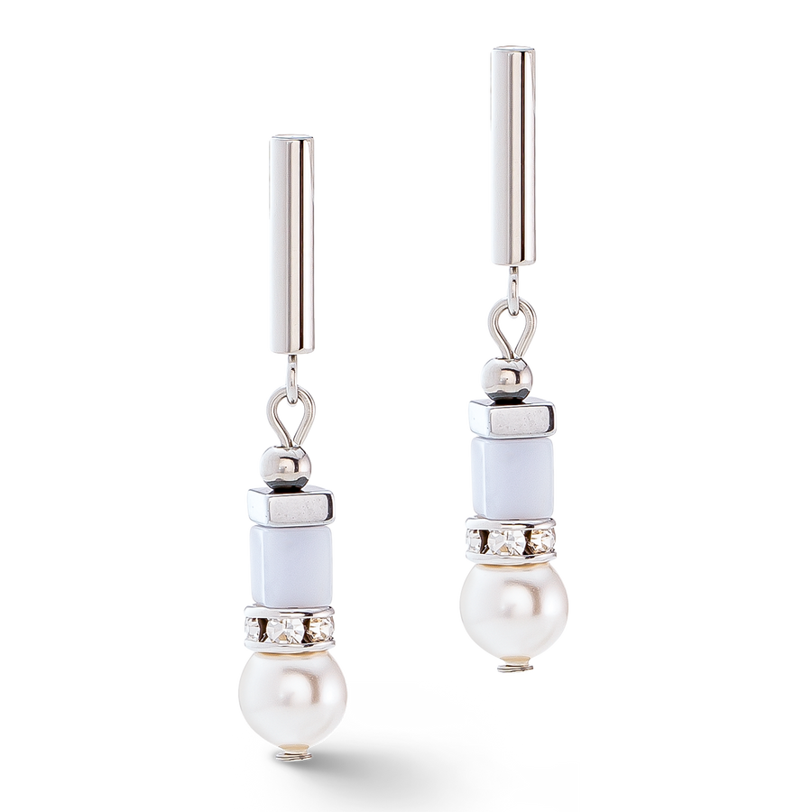 Boucles d'oreilles Precious Fusion Offset argent-bleu glacier