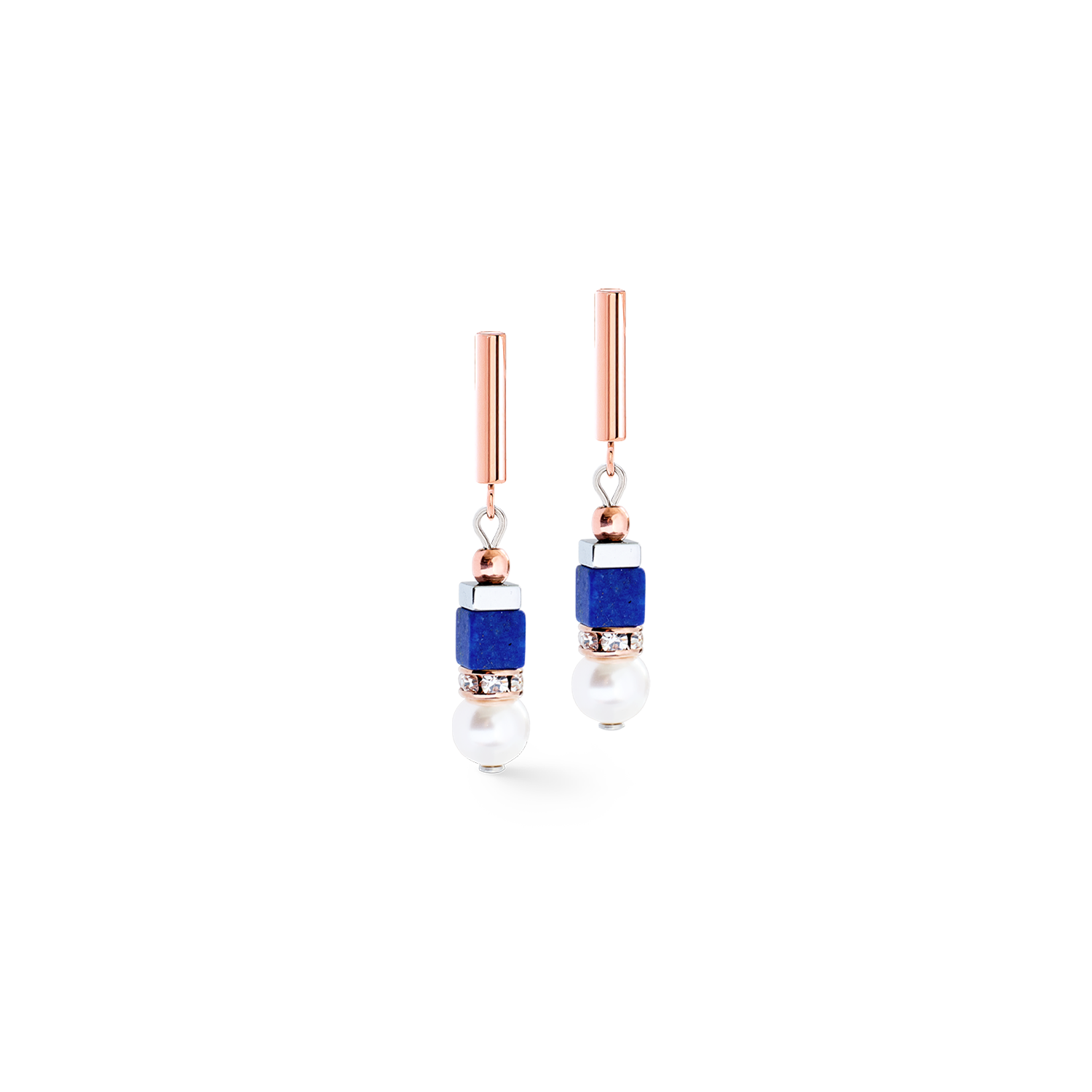 Boucles d'oreilles Precious Fusion Offset or rose-bleu