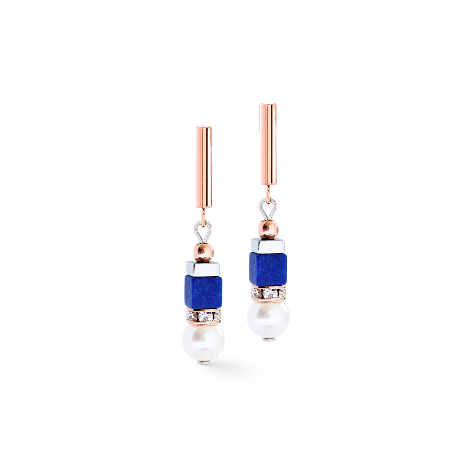 Boucles d'oreilles Precious Fusion Offset or rose-bleu