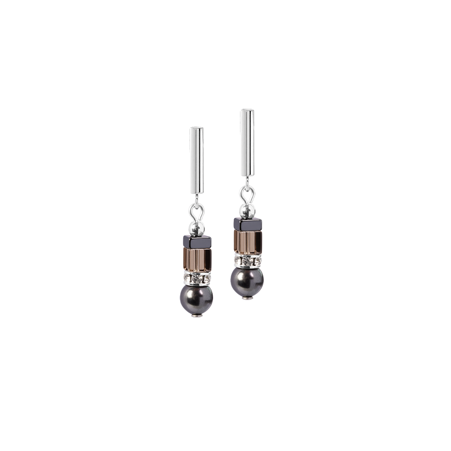 Boucles d'oreilles Precious Fusion Offset gris-argent