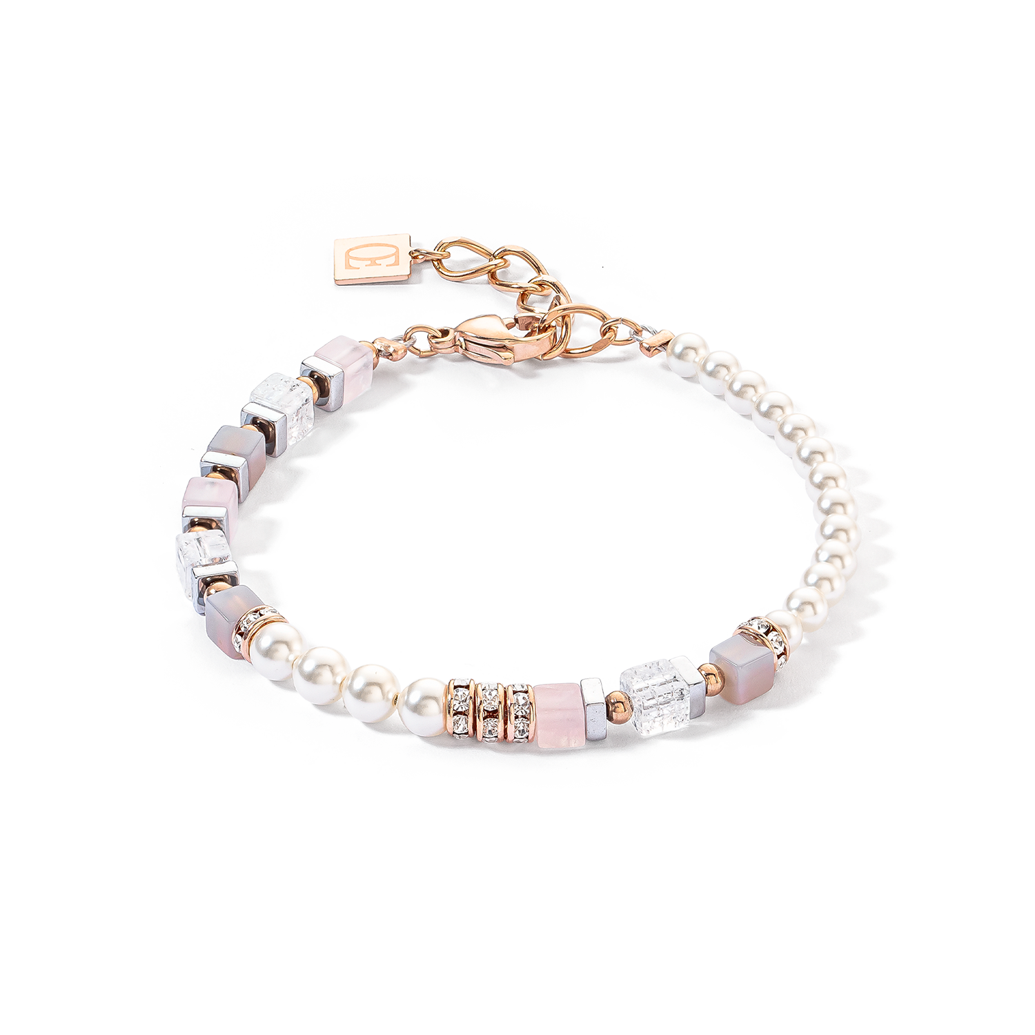 Bracelet Precious Fusion Offset or rose et rose glacé