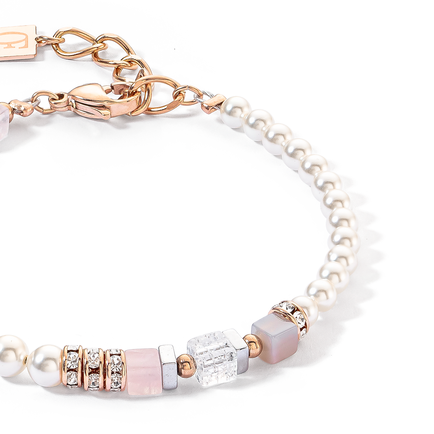 Bracelet Precious Fusion Offset or rose et rose glacé