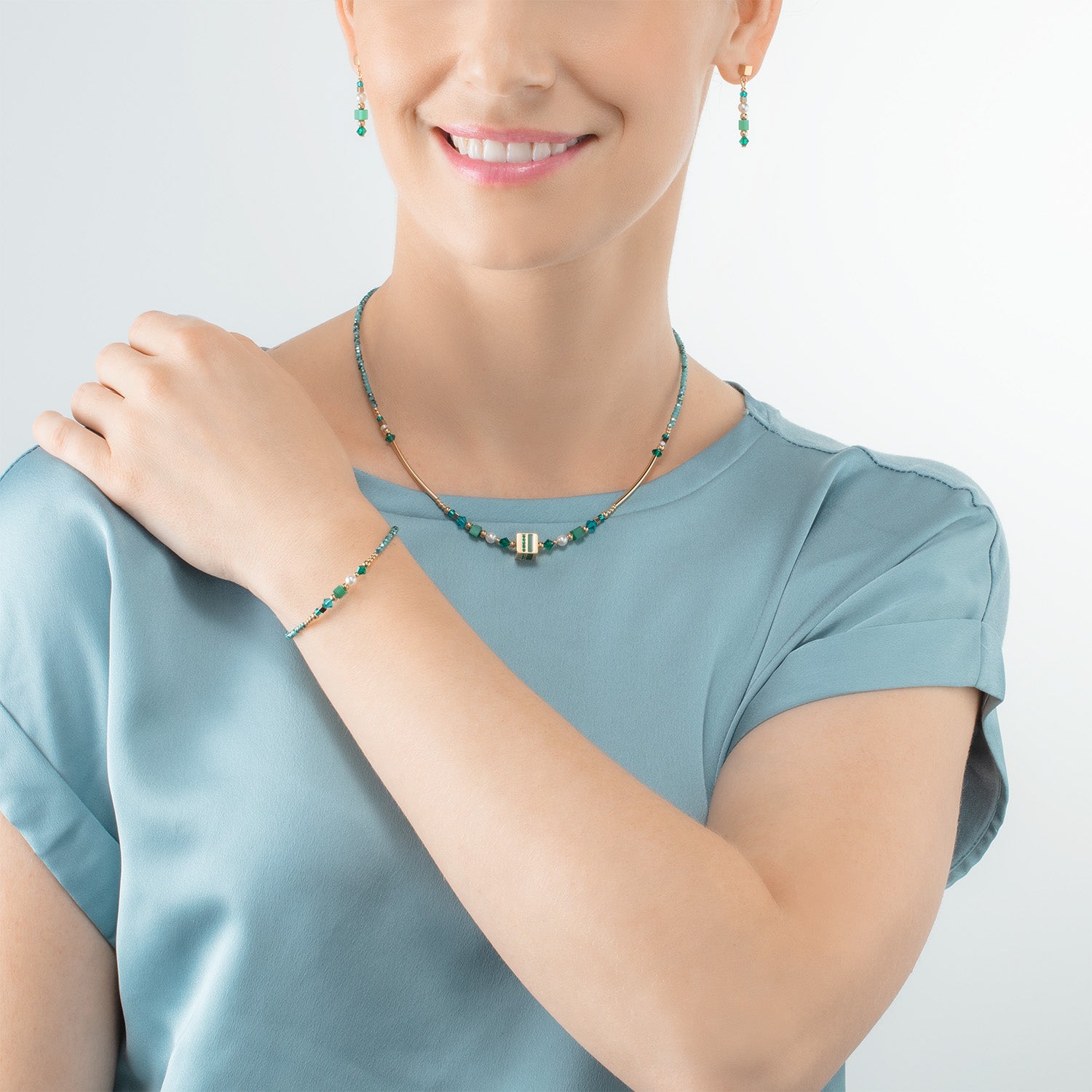 Collier Square Stripes or-vert