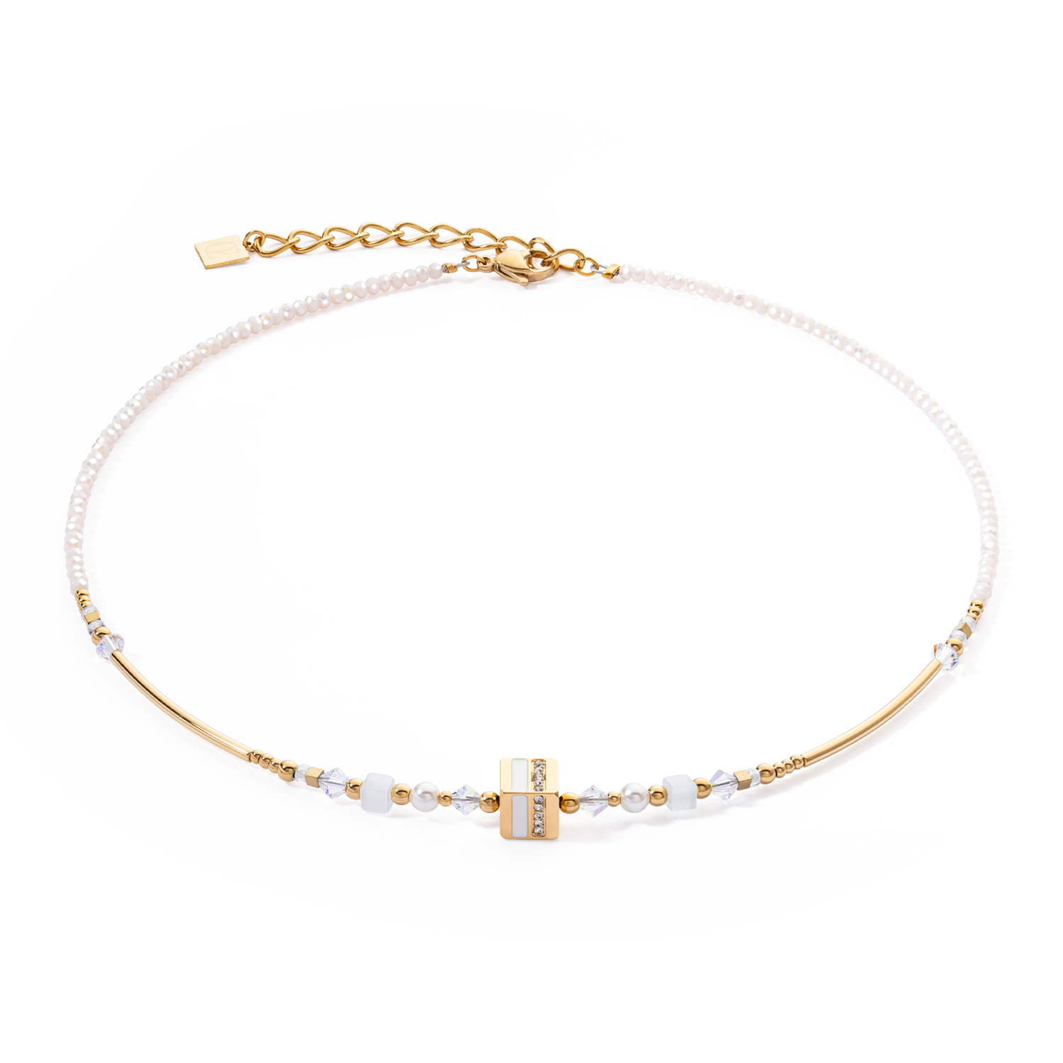 Collier Square Stripes or-blanc