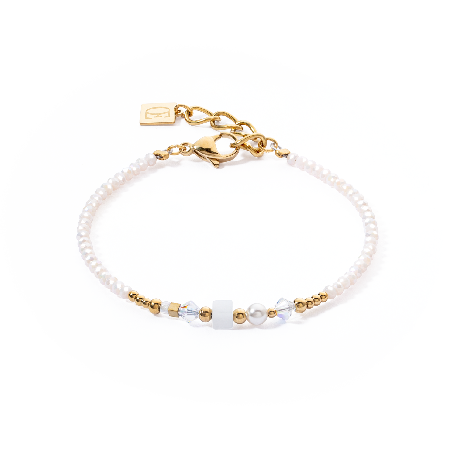 Bracelet Square Stripes or-blanc