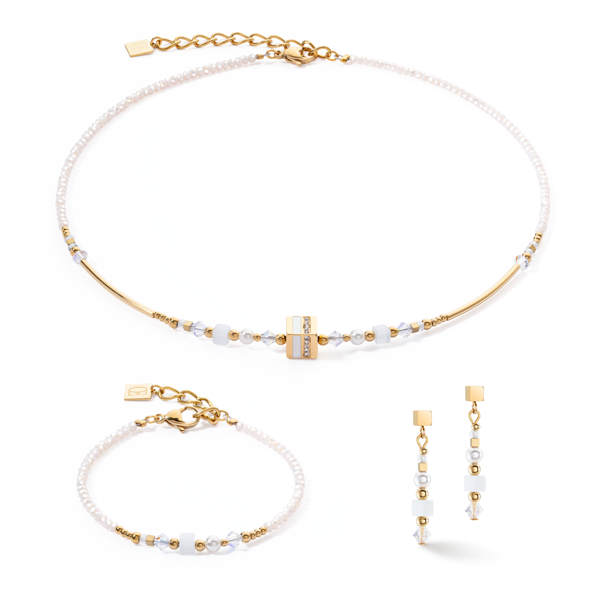 Bracelet Square Stripes or-blanc