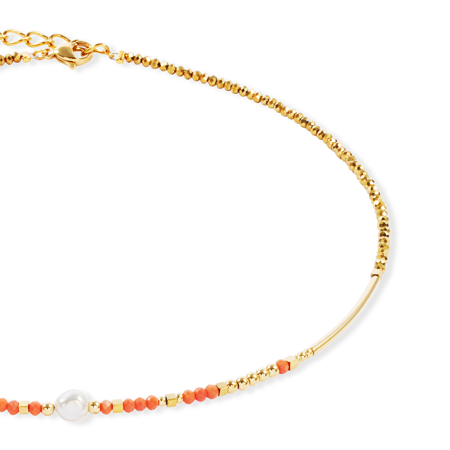 Collier Sunset Pearl or-corail