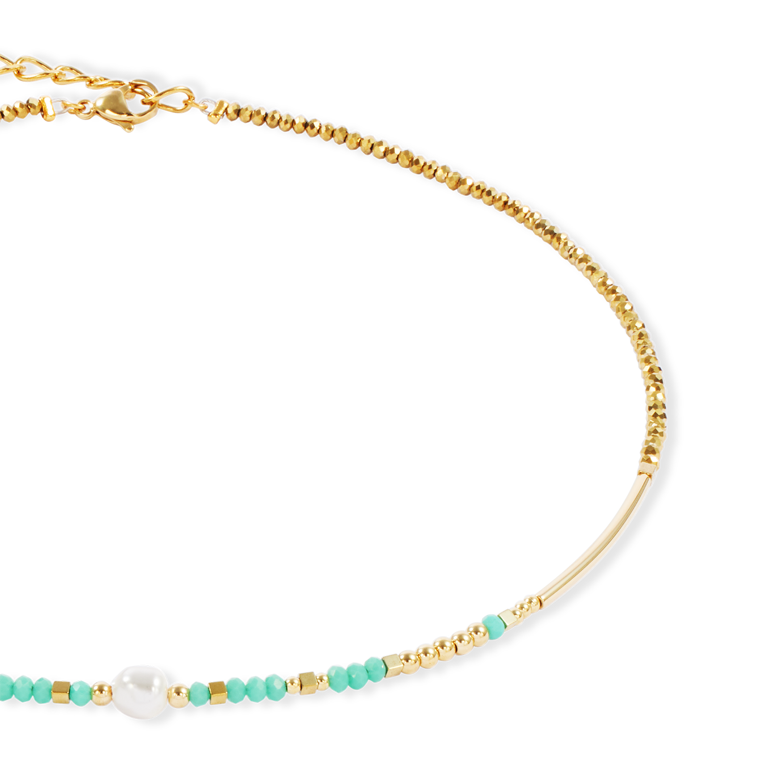 Collier Lagoon Pearl or-menthe