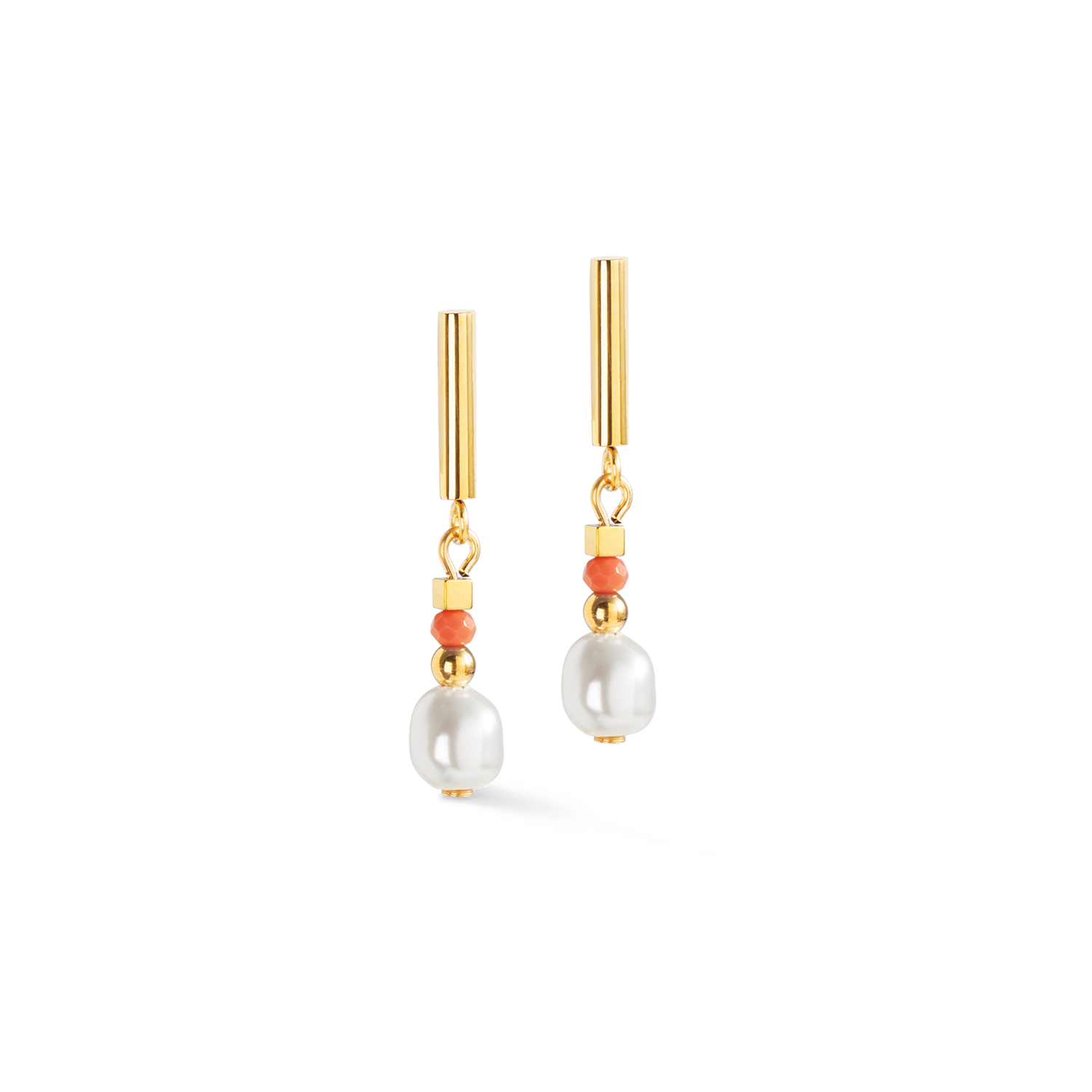 Boucles d'oreilles Sunset Pearl or-corail