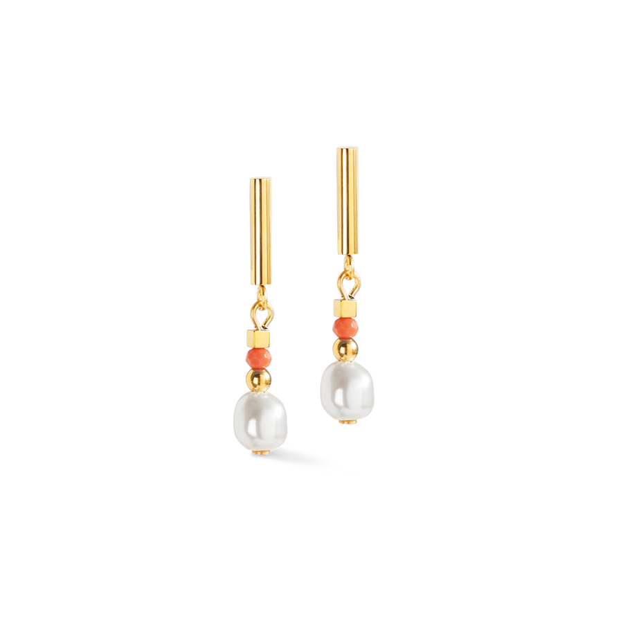 Boucles d'oreilles Sunset Pearl or-corail
