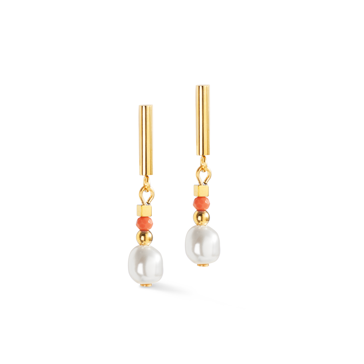 Boucles d'oreilles Sunset Pearl or-corail
