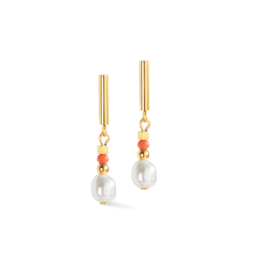 Boucles d'oreilles Sunset Pearl or-corail