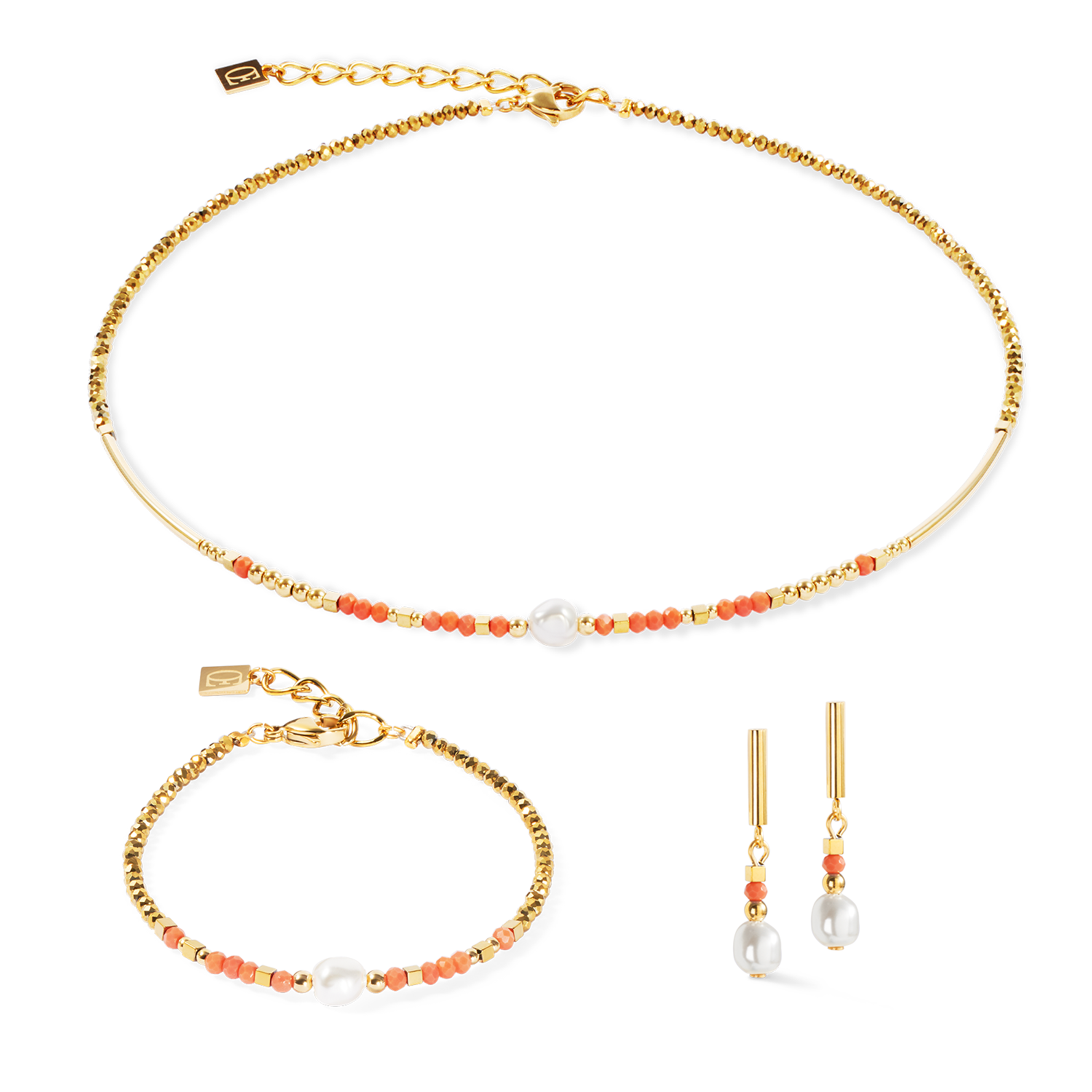 Bracelet Sunset Pearl or-corail
