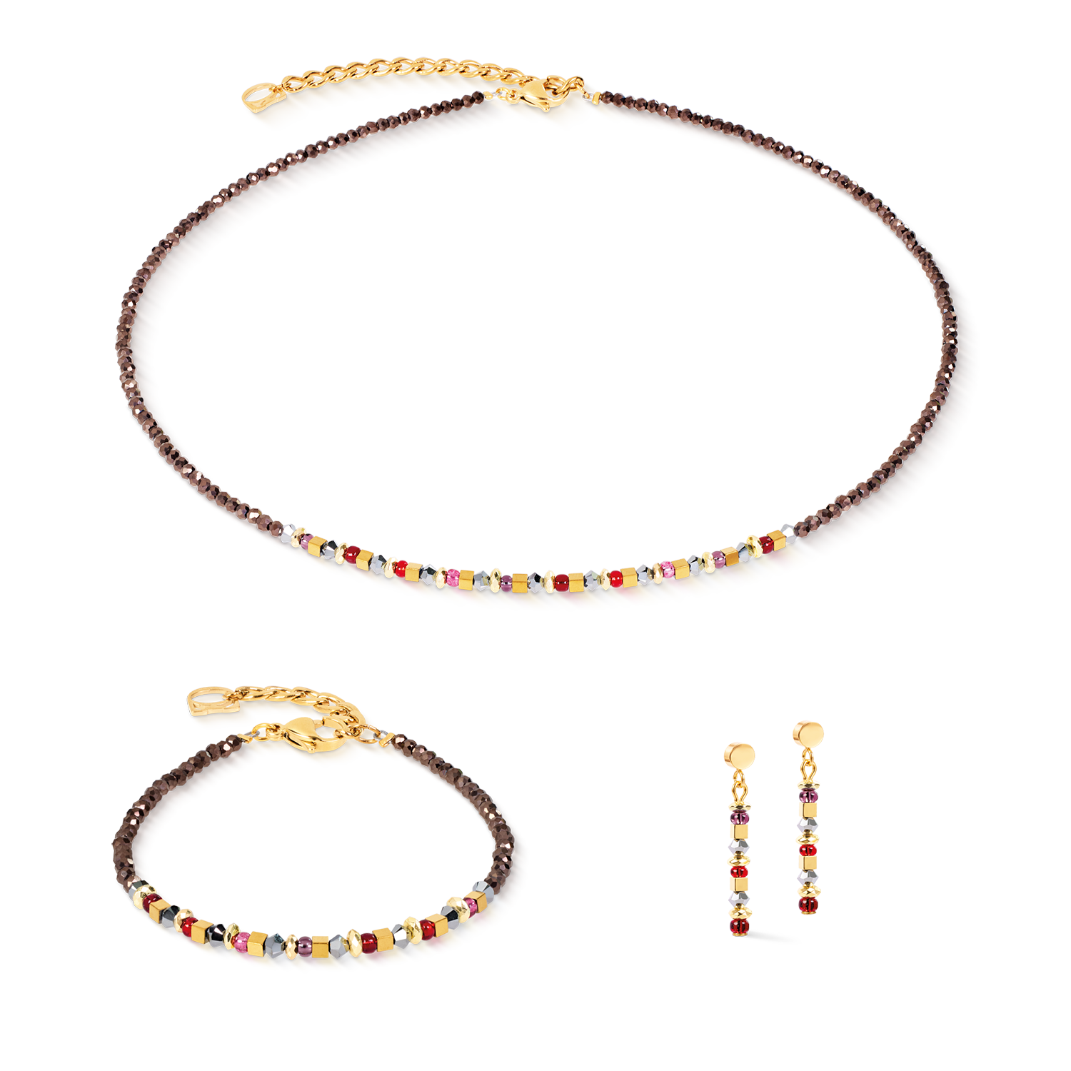 Collier Golden Whisper brun-rouge