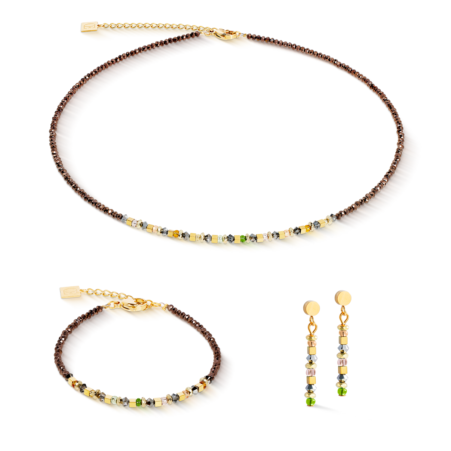 Collier golden Whisper marron-olive